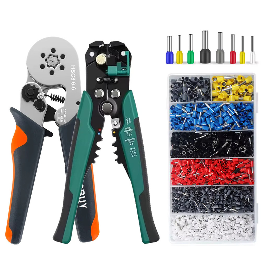WOZOBUY Elektrische Crimpzange HSC8 6-4/6-6 und Abisolierzange für Aderendhülsen in Multicolour - Bild 1