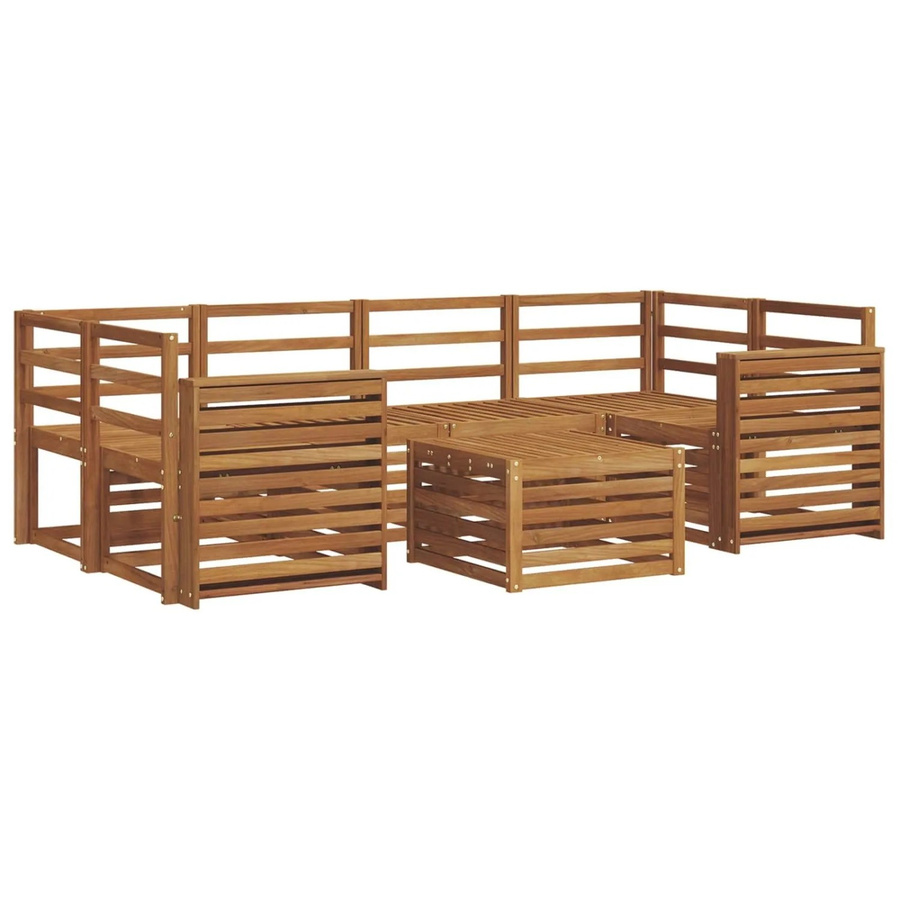 vidaXL 7-teilige Garten-Sofagarnitur aus Akazien-Massivholz in Braun und Beige mit L-Form und passendem Couchtisch - Bild 2
