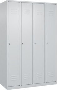 C+P Spind Classic PLUS Garderobenschrank mit 4 Abteilen, Grau, Stahl, H x B x T: 185 x 120 x 50 cm - Bild 1