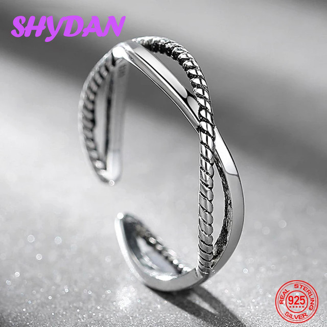 SHYDAN Ringe, 925 Silber, Vintage, Geometrisch, Damen - Bild 1
