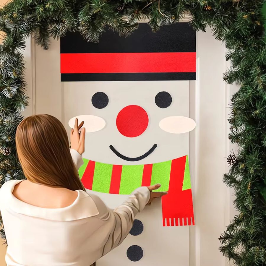 Weihnachts-Dekorationsaufkleber für Fenster und Türen mit Schneemann-Motiv und Weihnachtsbändern - Bild 2