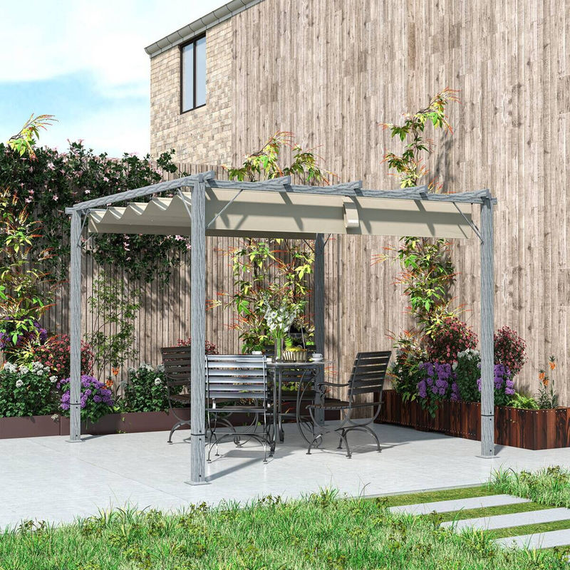 Outsunny Pergola aus Aluminium in Grau mit B/H/L: 296 x 232 x 299 cm - Bild 5