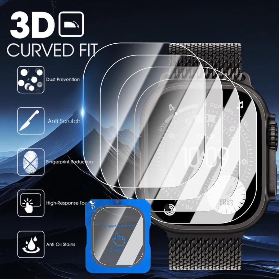 Displayschutz Apple Watch Ultra 49 mm, Gehärtetes Glas, Transparent - Bild 6