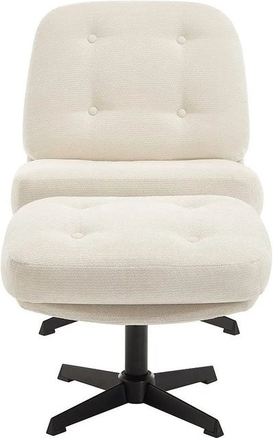 Tolozi Sessel mit gerader Rückenlehne und Ottoman in Beige/Cremeweiß - Bild 1