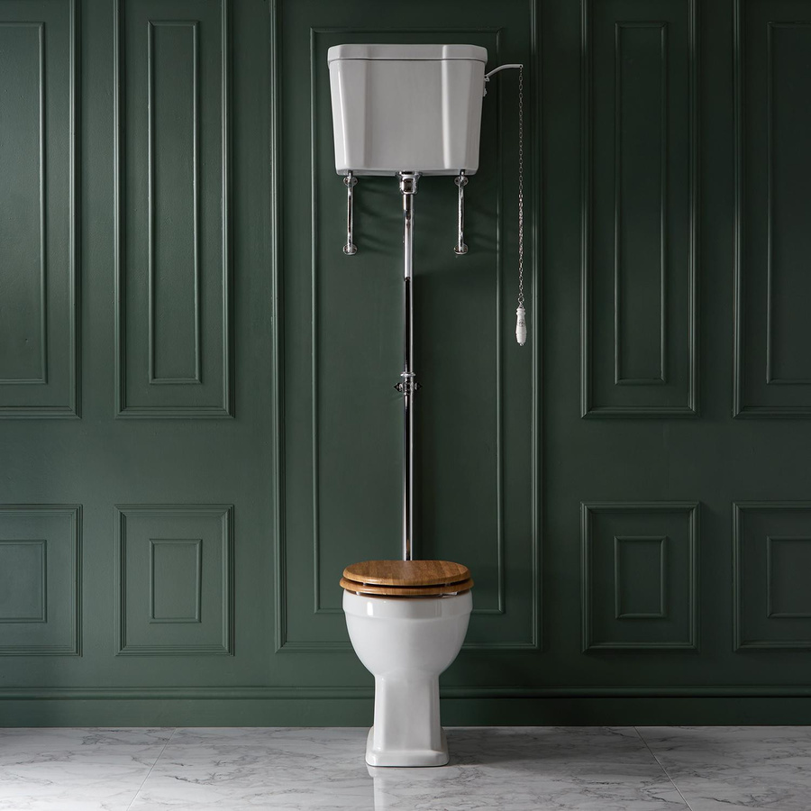 Retro WC HudsonReed Richmond mit hohem Spülkasten in Weiß aus Keramik, Stand-WC - Bild 1