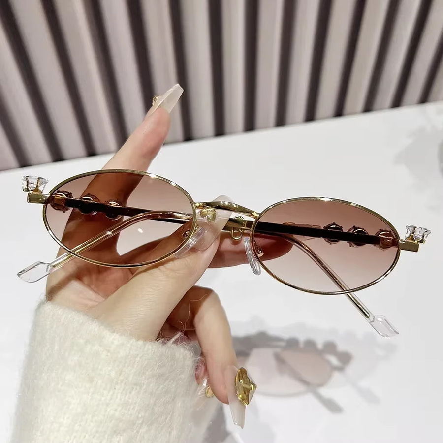 DIXSG Sonnenbrille Oval, Metall, Vollrand, Gold, Unisex - Bild 2