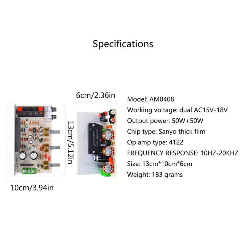 VGDHBTER 2,0 Kanal Doppel Verstärker Bord DX-0408 mit 50W + 50W High-Power DIY Modul für AC15-18V - Bild 4