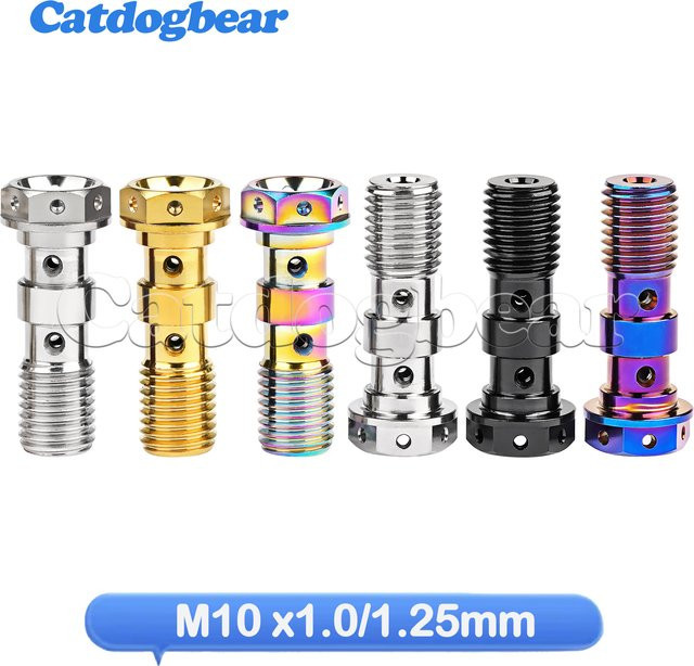 Catdogbear Titanschraube M10 x 1,0/ 1,25 mm Hohlschraube für Brembo-Bremsen und Doppelloch-Kupplung mit Entlüftungsventil aus Titan in Grau - Bild 1