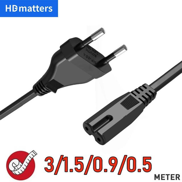 DJI EU-Stromkabel Schwarz IEC-320-C7 zu CEE 7/16 AC-Netzkabel für DJI Mavic Air 2/2S, PS4, PS5, Xbox und TV - Bild 1