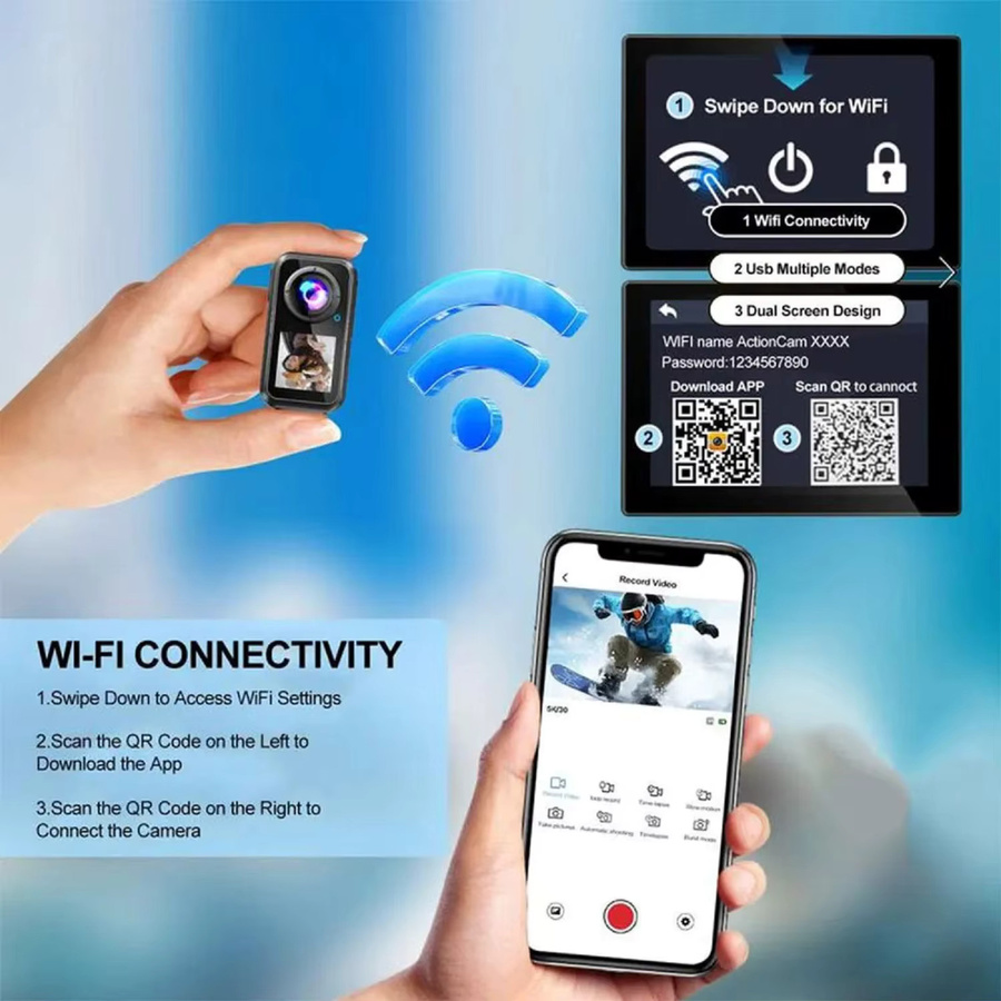 JETO 5K Mini Action-Kamera mit 4K 60FPS, Touchscreen und Anti-Shake, wasserdicht mit magnetischem Anhänger, Farbe: Schwarz - Bild 5