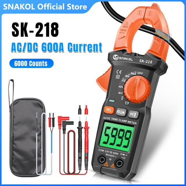 SNAKOL SK218 Digitalmultimeter Stromzangenmessgerät True RMS AC/DC Amperemeter in Orange - Bild 1