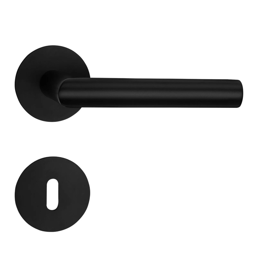 SO-TECH Türdrückergarnitur THORE Edelstahl SS304 mit Flachrosetten und Magnetischer Cliptechnik, Buntbart BB, Schwarz Galvanisiert - Bild 2