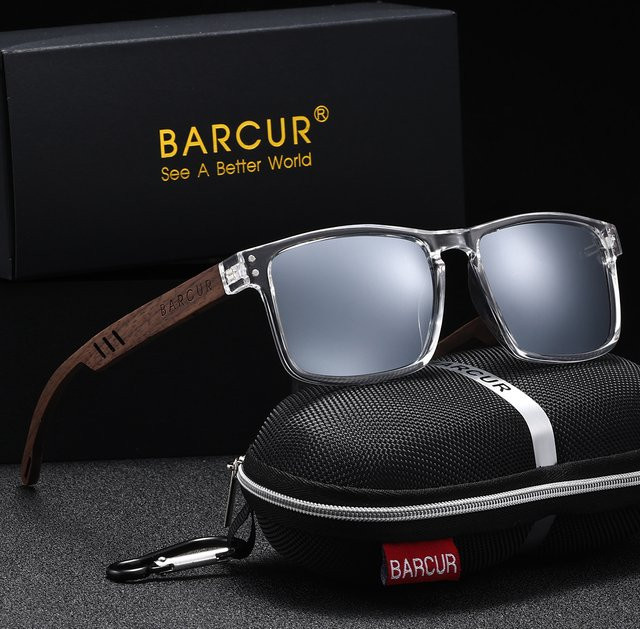 BARCUR Sonnenbrille, quadratisch, Holz, Vollrand, Unisex, polarisiert - Bild 1