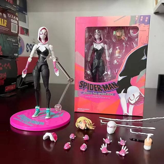 Bandai Marvel Anime Spider-Man SHF Figuarts Miles Morales Gwen, Actionfiguren, Gwen Spider-Woman Figur, PVC Modell Puppe - Bild 1