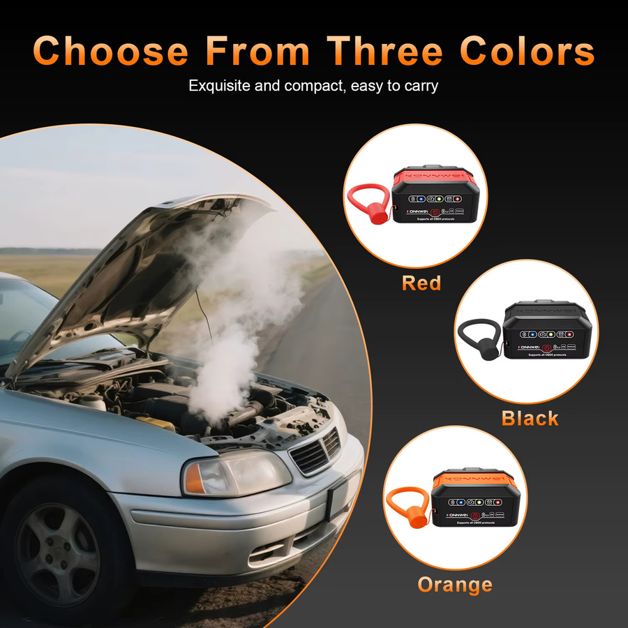 KONNWEI KW906 Bluetooth OBD2 Scanner Auto-Diagnosegerät in Rot für Android und iOS mit Live-Daten und Motor-Check-Funktion - Bild 2