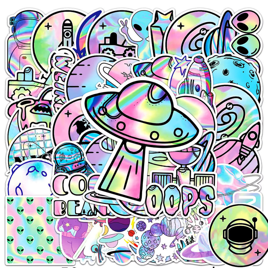 Charile Laser-Weltraum-Astronauten-Alien-Aufkleber, Sticker-Set, 10/30/50 Stück - Bild 2