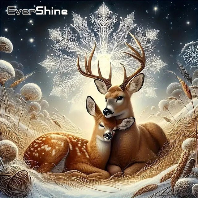 EverShine DIY Diamant Malerei Hirsch Motiv als Kreuzstich Kit mit bunten Mosaik-Steinen zur Wanddekoration - Bild 1