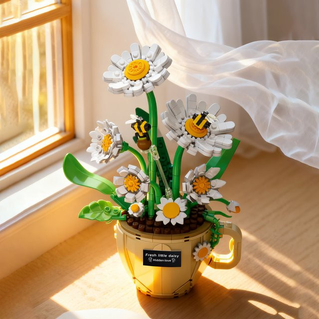 JAKI Kaffeetassen-Chrysanthemen-Bouquet Baustein-Set, Natur, Bunt - Bild 1
