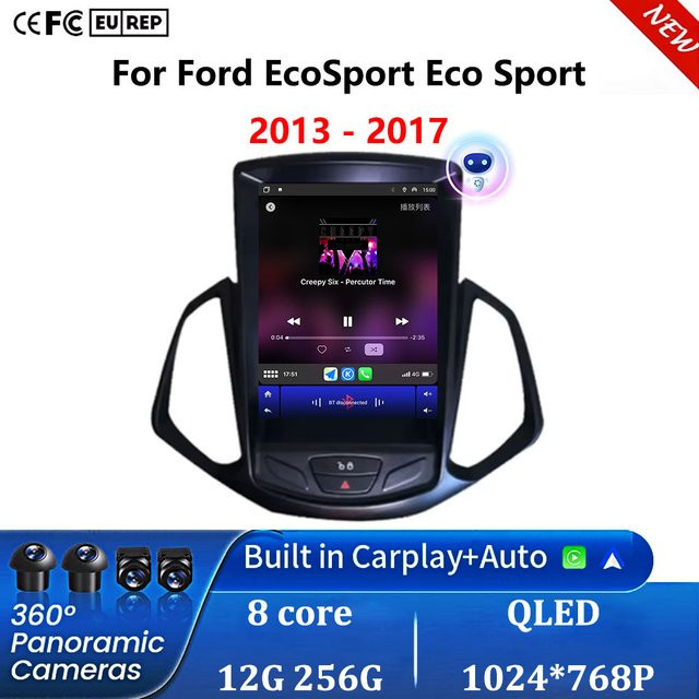 KJ-NAVI Android 16 Auto Radio Multimedia Player für Ford EcoSport mit GPS Navigation, Carplay und Android Auto in Schwarz - Bild 1