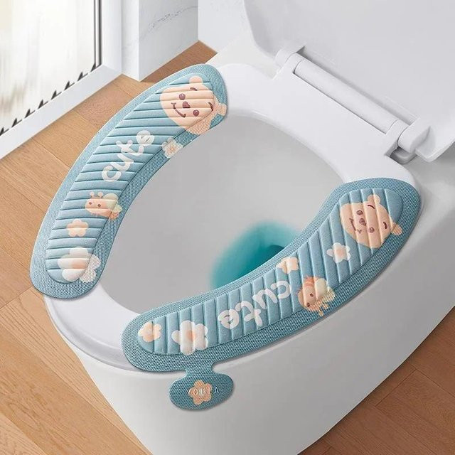Yiran Furniture Toilettenmatte mit niedlichem Tier-Design, wasserdicht und selbstklebend, grau - Bild 1