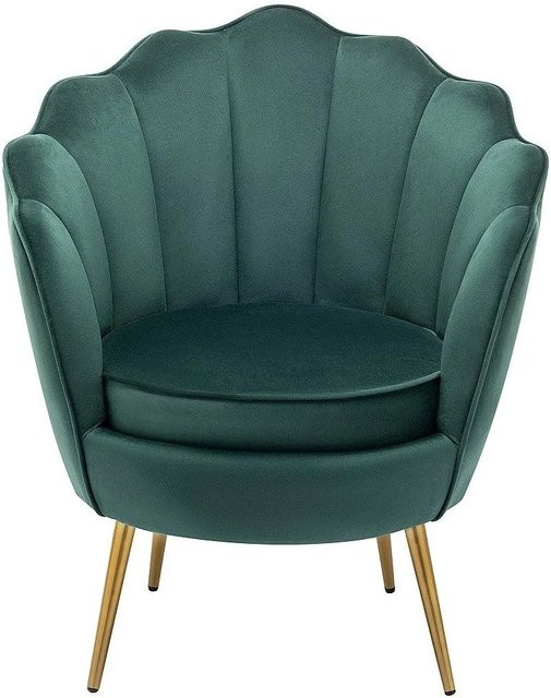 Vente-unique Sessel Lalea in Grün mit gerader Rückenlehne und Armlehnen aus Samt, Höhe: 76 cm - Bild 1