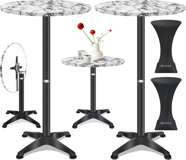 KESSER 2in1 Stehtisch klappbar aus Aluminium mit Edelstahlplatte, höhenverstellbar für In- & Outdoor, inklusive Regencover - Bild 1