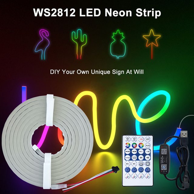 FUNZENXIN RGBIC Neon Flex LED Band, flexibles Silikon Gel Zeichen mit Bluetooth App-Steuerung und Fernbedienung, wasserdicht IP67, Multicolour - Bild 1