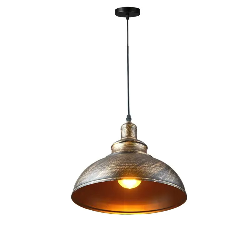 JOYINLED Single Head E27 Industrielle Pendelleuchte im Retro Vintage Design, Schwarz Silber Kupfer Metall Deckenleuchte - Bild 3