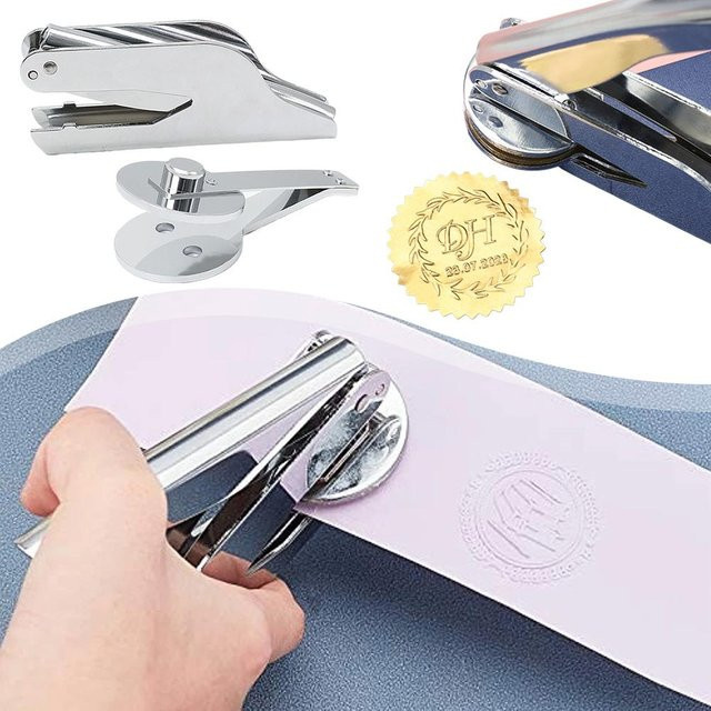 Tragbarer Handheld Papier Embosser aus Metall in Silber für Büro Dokumente und Handwerk - Bild 1