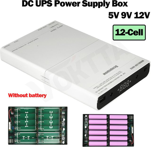 diymore DC USV DIY Powerbank-Kit mit 12x18650 Batterien, 5V 9V 12V Ausgang, Farbe: Weiß - Bild 1