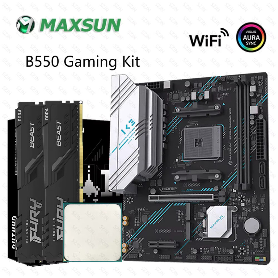 Maxsun B550 AM4 Gaming Motherboard mit Onboard-WIFI und DDR4 Unterstützung in Schwarz - Bild 3