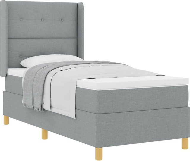 vidaXL Boxspringbett mit Matratze und Taschenfederkern in Grau, B/T/H: 90 x 190 x 140 cm - Bild 1