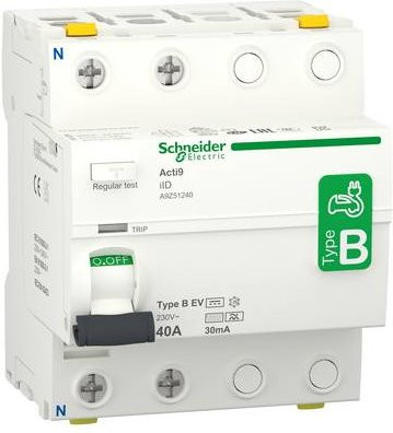 Schneider Electric FI-Schutzschalter RCD für Elektroladestation, B 40A, 0,03A, Weiß - Bild 1