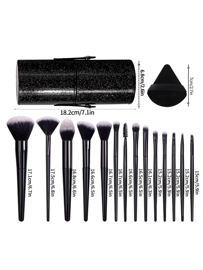KOSSHOW Make-up-Pinsel Set, 14 Gesichts-Pinsel, 2 Puderquasten, Aufbewahrungseimer, Unisex - Bild 4