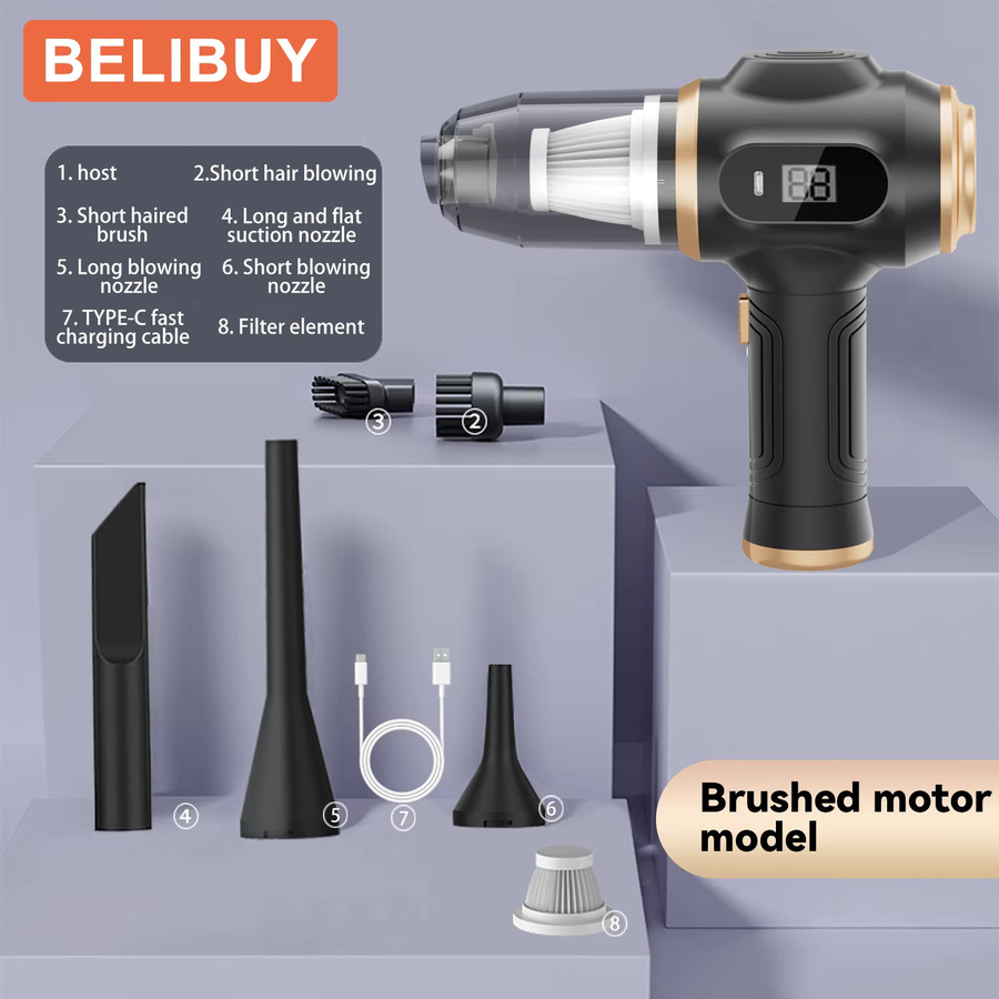 BELIBUY Kabelloser Handstaubsauger mit 15000PA Saugkraft, tragbarer Akku-Staubsauger für Haushalt und Auto, Schwarz - Bild 3