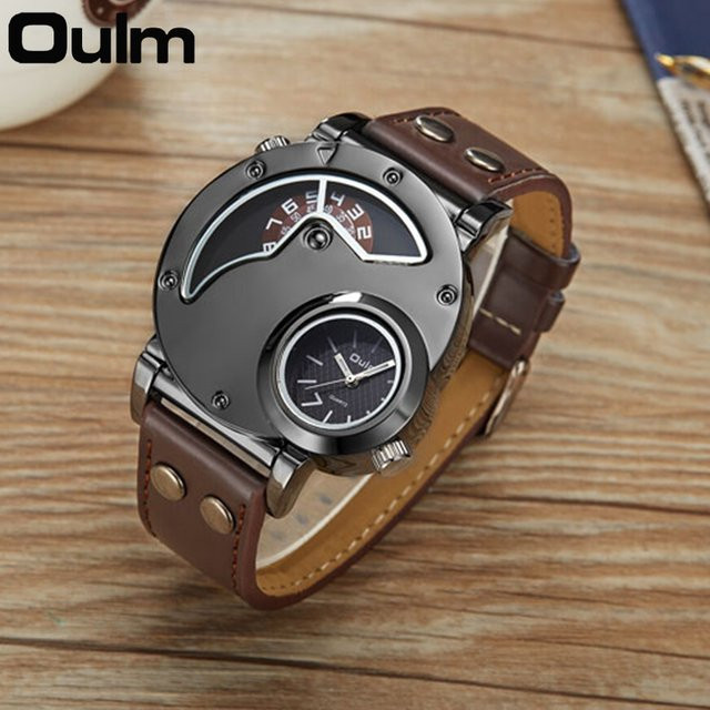 Oulm Armbanduhr Quarz, Leder, Schwarz, Herren - Bild 1