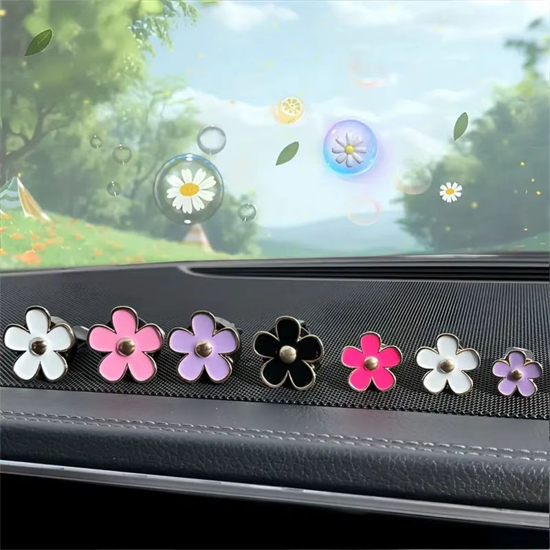 Set mit 8 Stück Auto Luftauslass Parfüm Clips im floralen Daisy Design, mehrfarbig, zur Aromatherapie im Auto - Bild 5
