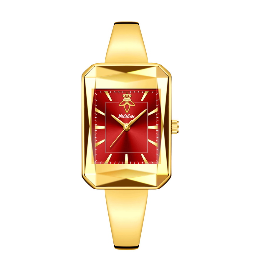 YaLaLuSi Armbanduhr, Quarzuhr, Zinklegierung, Gold, Damen, rechteckig - Bild 4