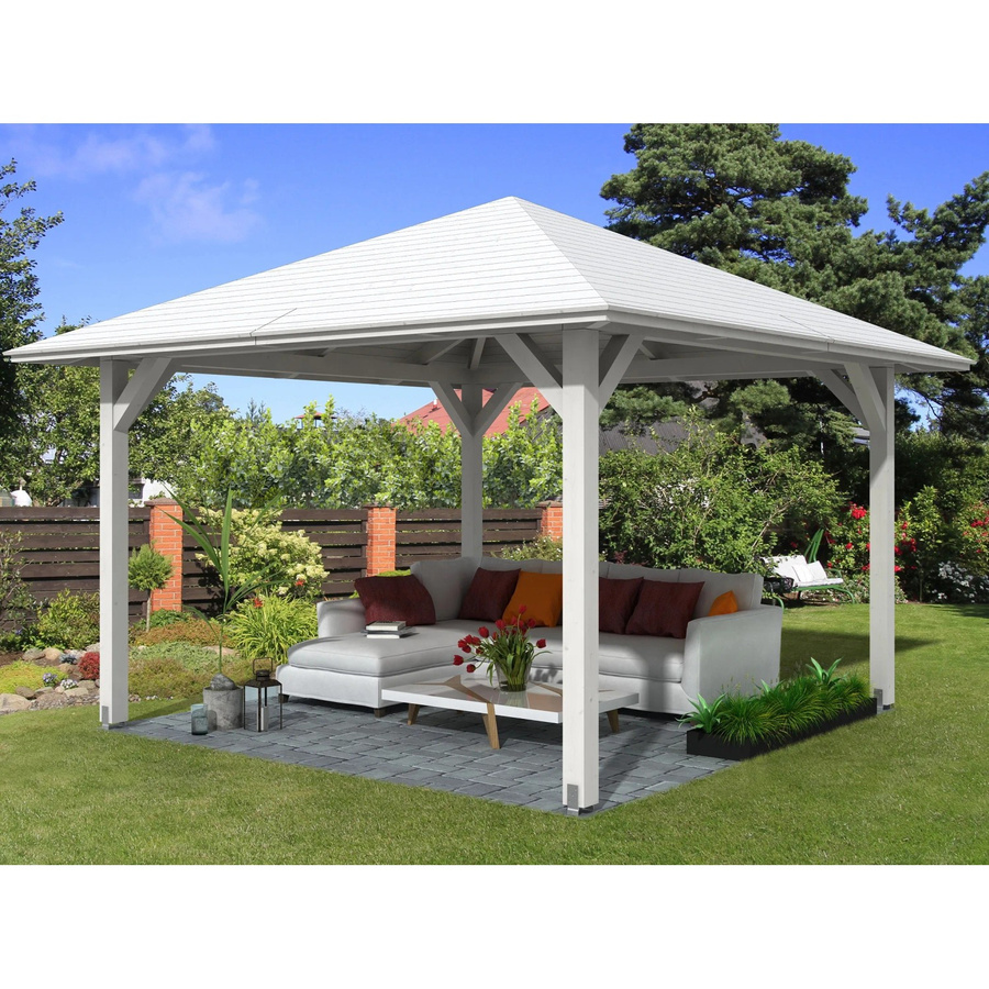 Skan Holz Pavillon Cannes 2 aus Holz in Weiß mit Zeltdach, B/T/H: 359 x 359 x 359 cm - Bild 2