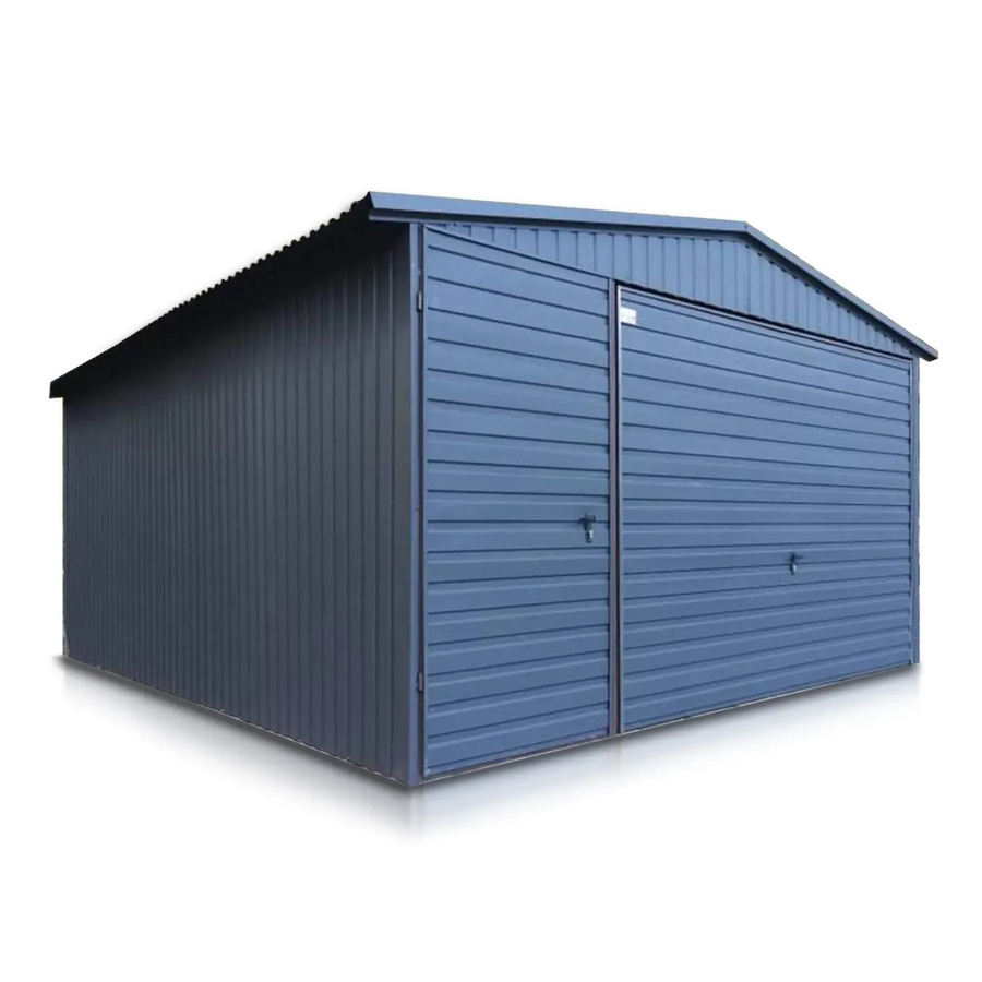 Liderstal Einzelgarage Standard aus Trapezprofilblech mit Seitengiebel und Schwingtor in Graphit, B/T/H: 400 x 500 x 250 cm - Bild 2