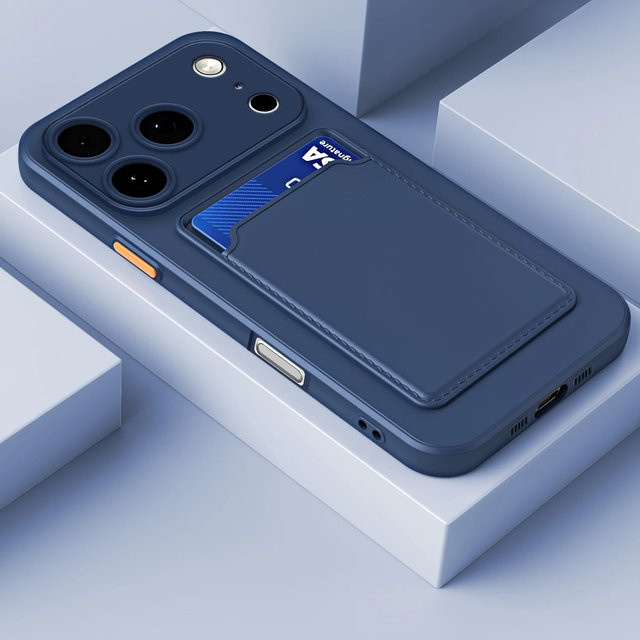 RPKKS Silikon Handyhülle mit Geldbörse und Kartenhalter für iPhone 17 16 15 14 13 12 11 Pro Max in Grün und Blau - Bild 1