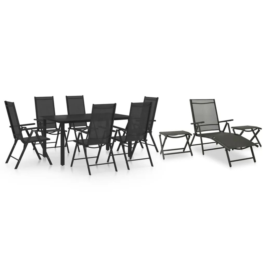 vidaXL 10-tlg Garten-Essgruppe aus Aluminium und Glas in Schwarz und Anthrazit - Bild 2