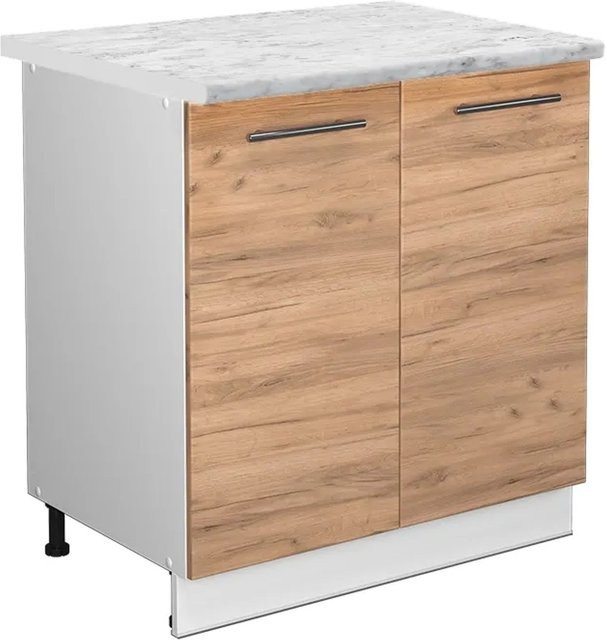 Vicco Spülenunterschrank Fame-Line Goldkraft Eiche Weiß mit Regal, B/T/H: 80 x 60 x 82 cm - Bild 1