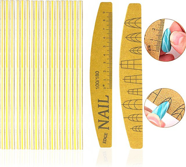 JEARLYU Nagelfeilen-Set mit Skala, doppelseitig, 100/180 Körnung, Unisex - Bild 1
