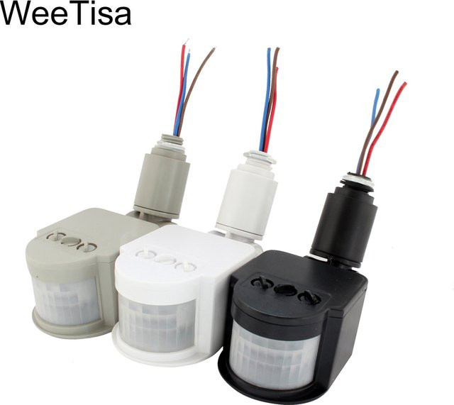 WeeTisa LED-Bewegungsmelder mit Infrarot-PIR-Sensor für den Außenbereich, Schwarz, 12 V mit Timer und Wandmontage - Bild 1