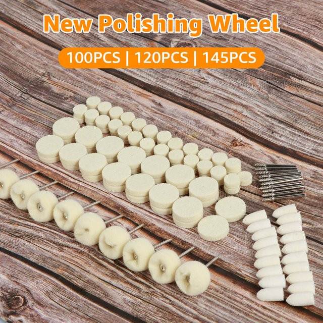 Hands DIY Wollfilz Schleifen und Polierscheiben Set mit 3mm Schaft für Dremel Bohrer, Weiß - Bild 1