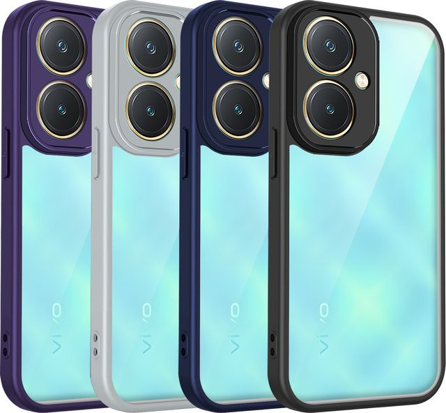 Vivo Y27 4G Handyhülle aus Silikon mit Luftpolster und harter Rückseite, Transparent Matt - Bild 1