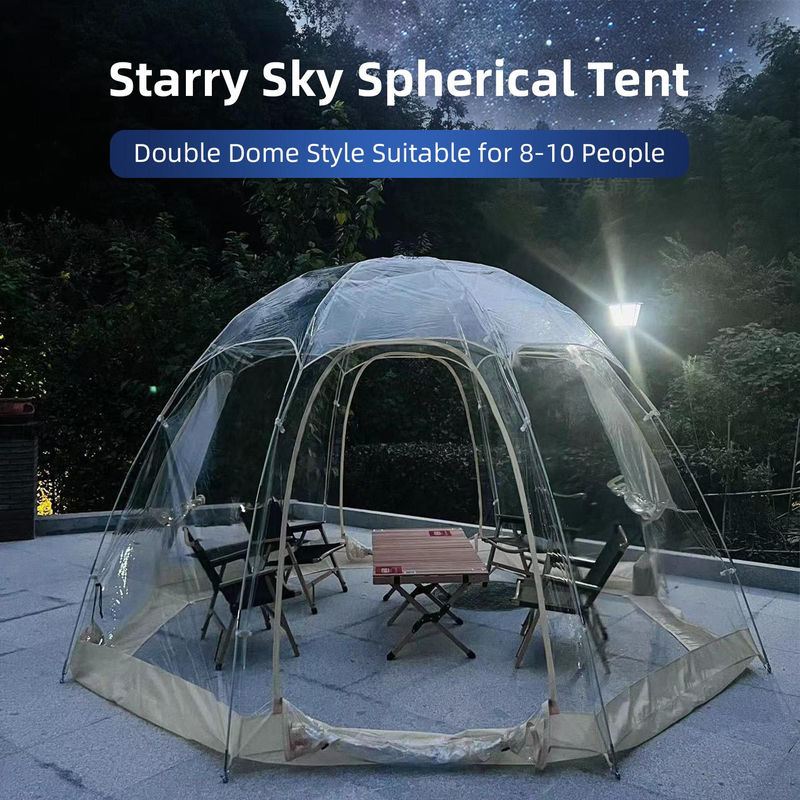 TOMTOP JMS Kuppel Zelt für 8-10 Personen, Beige und Transparent, Outdoor Pavillon mit Mückenschutz, B/T/H: 360 x 360 x 230 cm - Bild 3