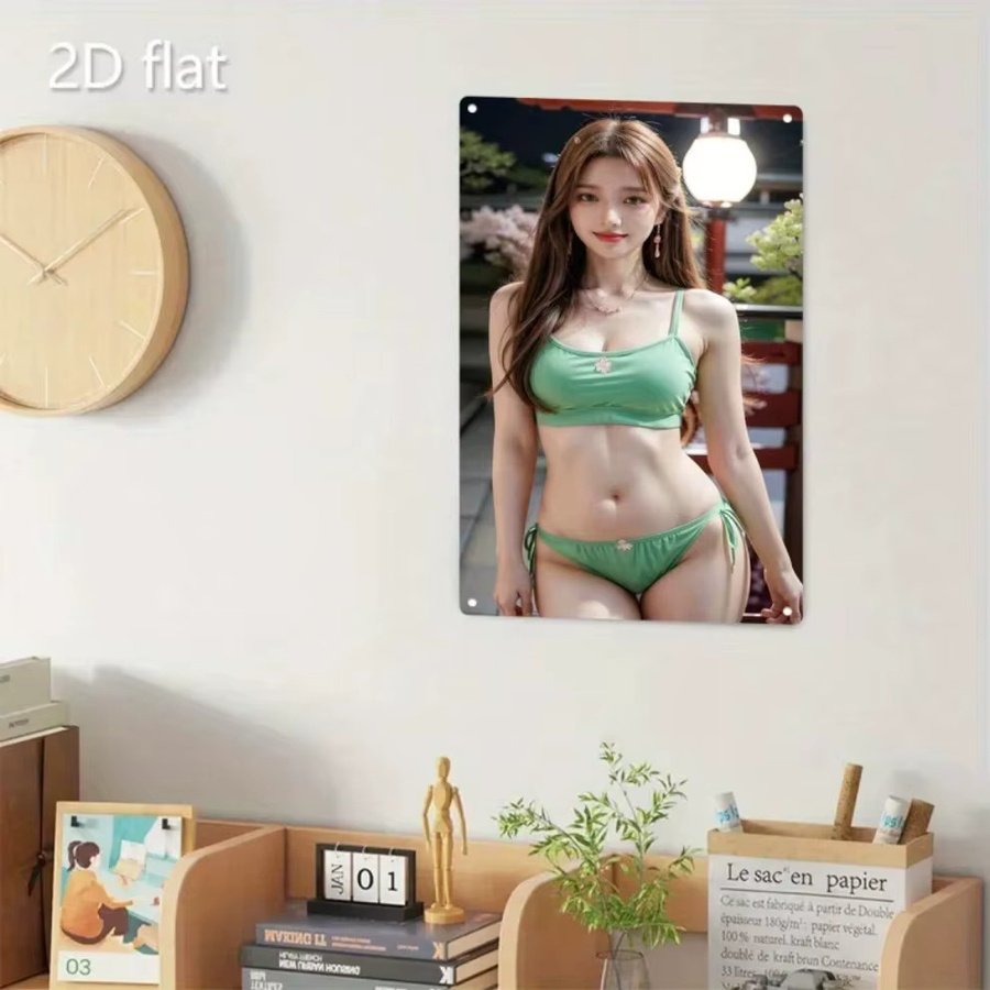 AOKELI Metall-Wandkunst Grüner Bikini Frau als Dekoration aus Eisen - Bild 4