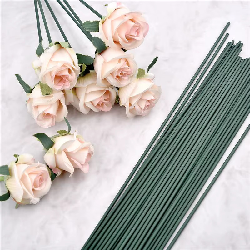 50 Stück Künstliche Blumen Stiele aus Metall in Grün für DIY Bastelarbeiten und Dekoration - Bild 2
